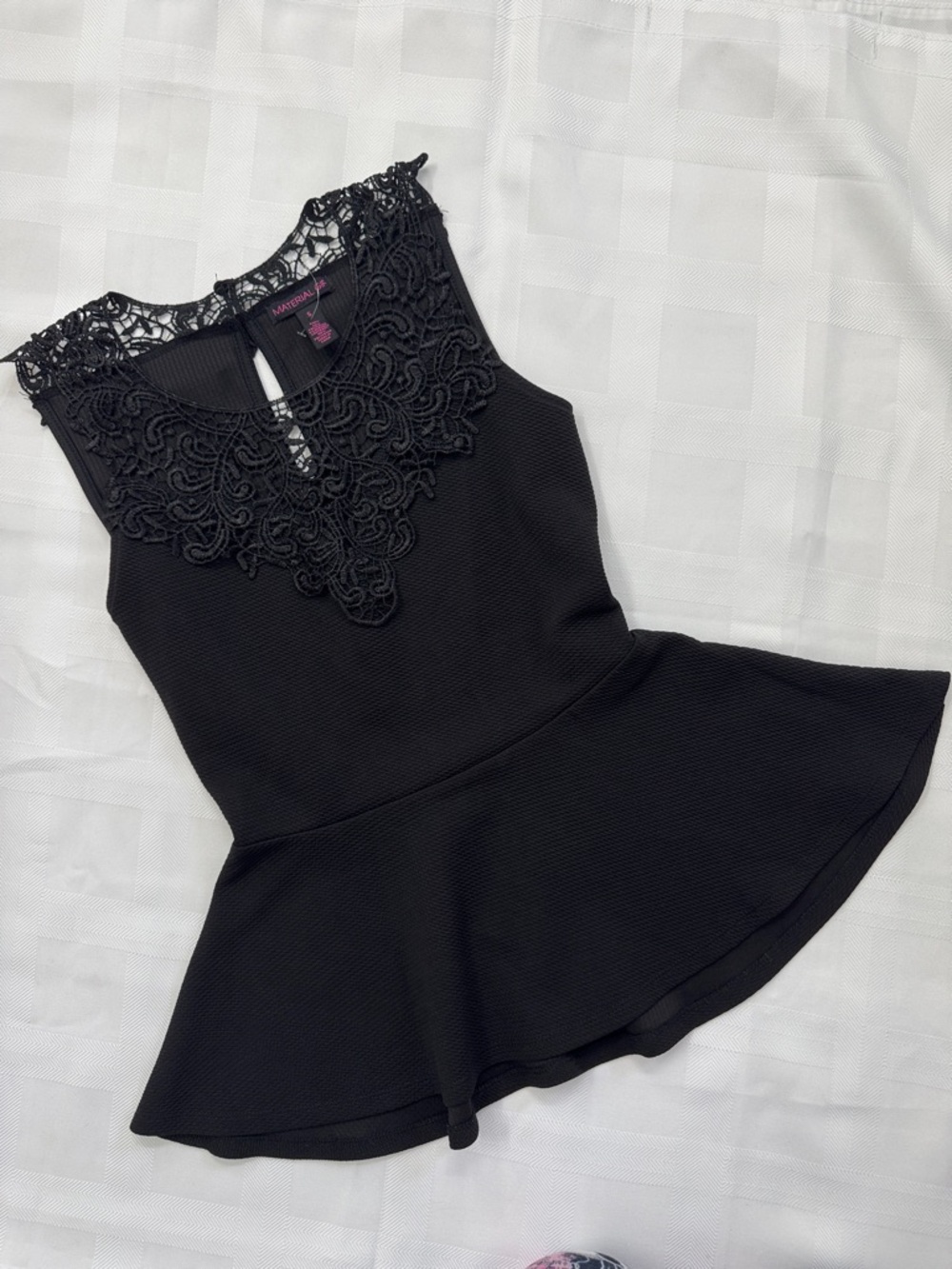 ☀️Bundle 2 for $10☀️Material Girl Black Lace Yoke Peplum Top